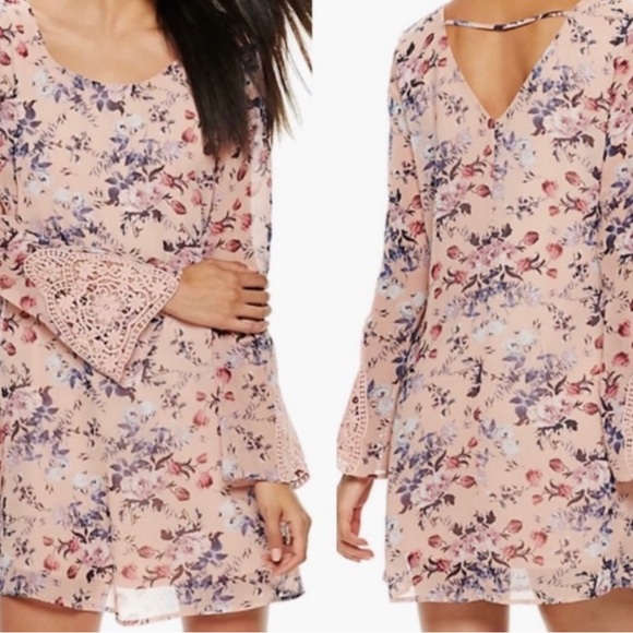 Speechless Pink Bell Sleeve Sundress - Picture 1 of 5